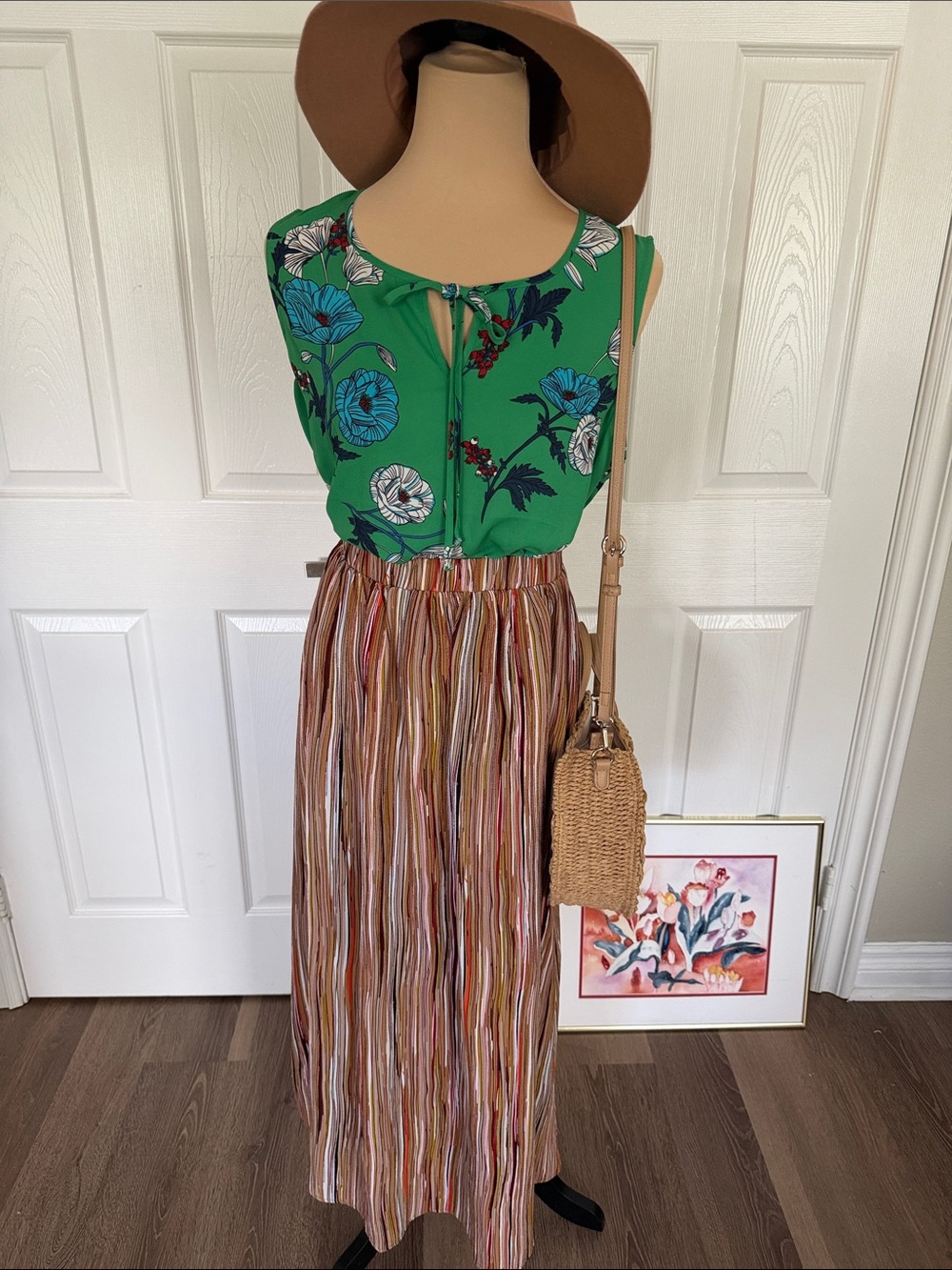 Brown Striped Maxi Skirt